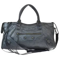 Balenciaga Time Leather Handbag Gray